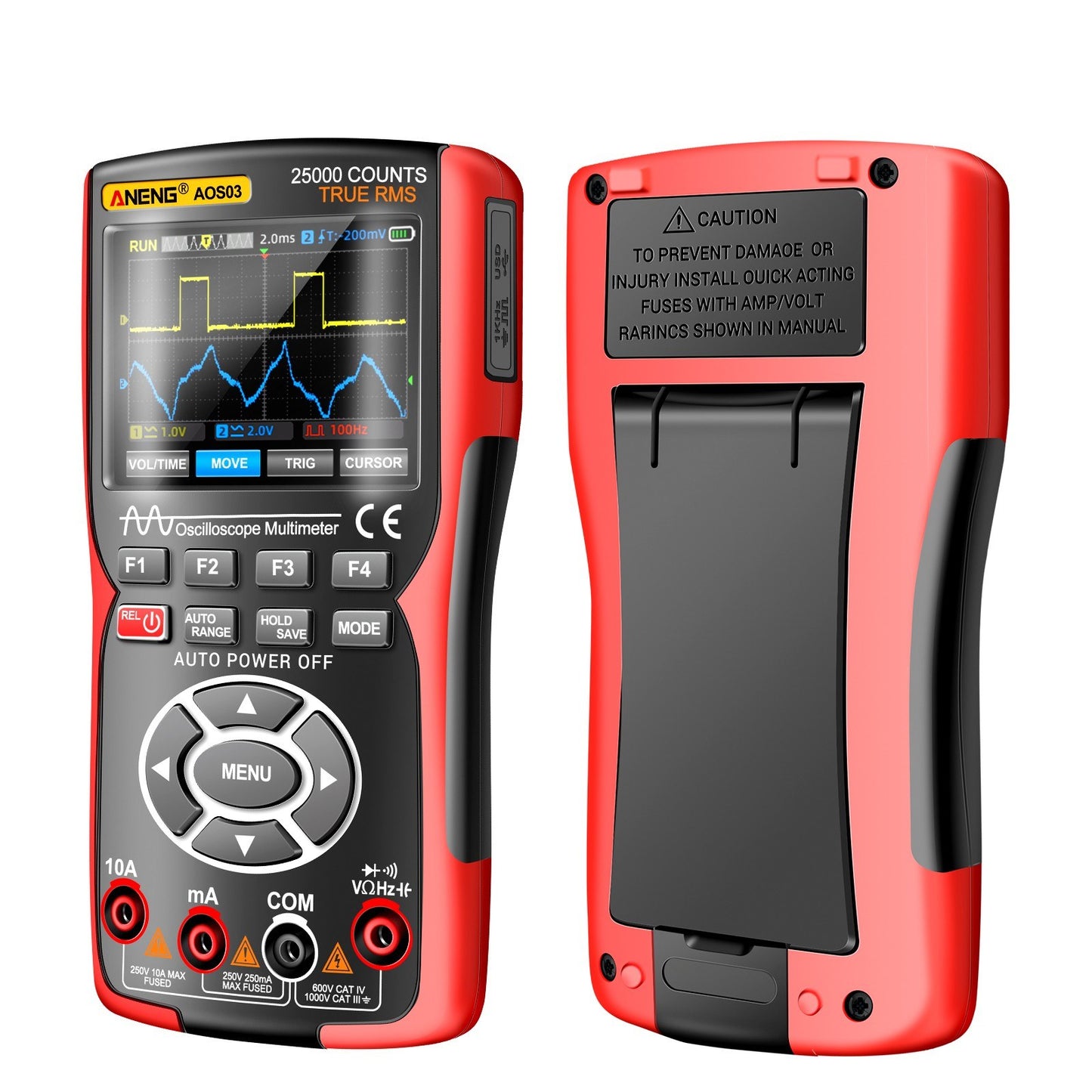 3-in-1 Professional Handheld Oscilloscope Multimeter & Signal Generator, Dual Channel, 50MHz, 280MSa/s, 25000-Count Digital Voltmeter