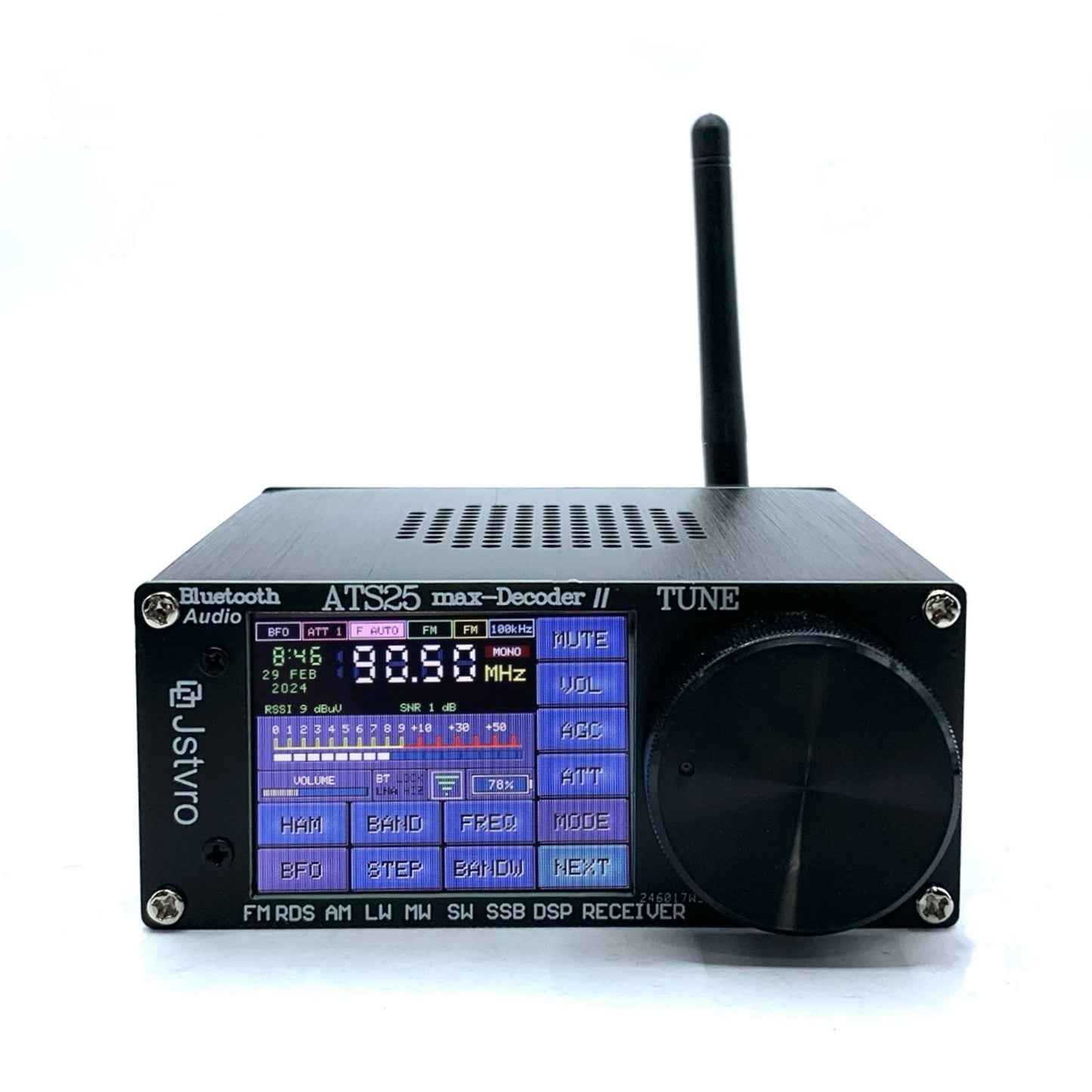 ATS-25MAX V2 2.4 Touchscreen Portable Full Band Radio Receiver with HAM, CW Decoding, WiFi, LNA, and Bluetooth