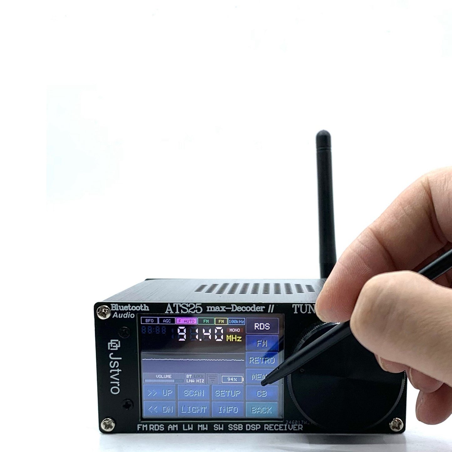 ATS-25MAX V2 2.4 Touchscreen Portable Full Band Radio Receiver with HAM, CW Decoding, WiFi, LNA, and Bluetooth