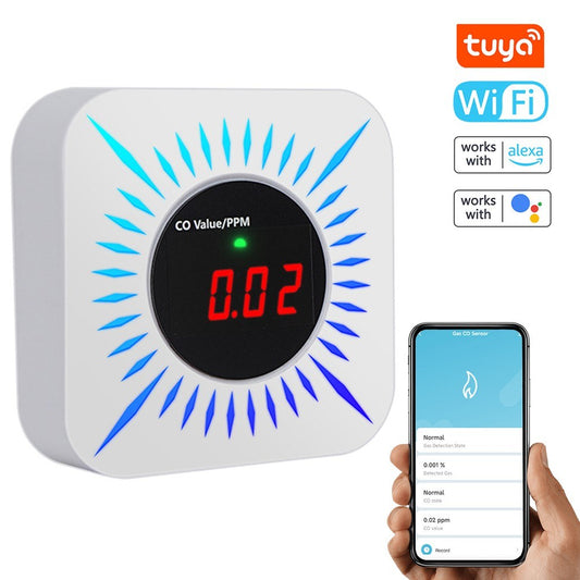Portable Tuya WiFi Gas Leak Detector: Carbon Monoxide & Combustible Gases Tester