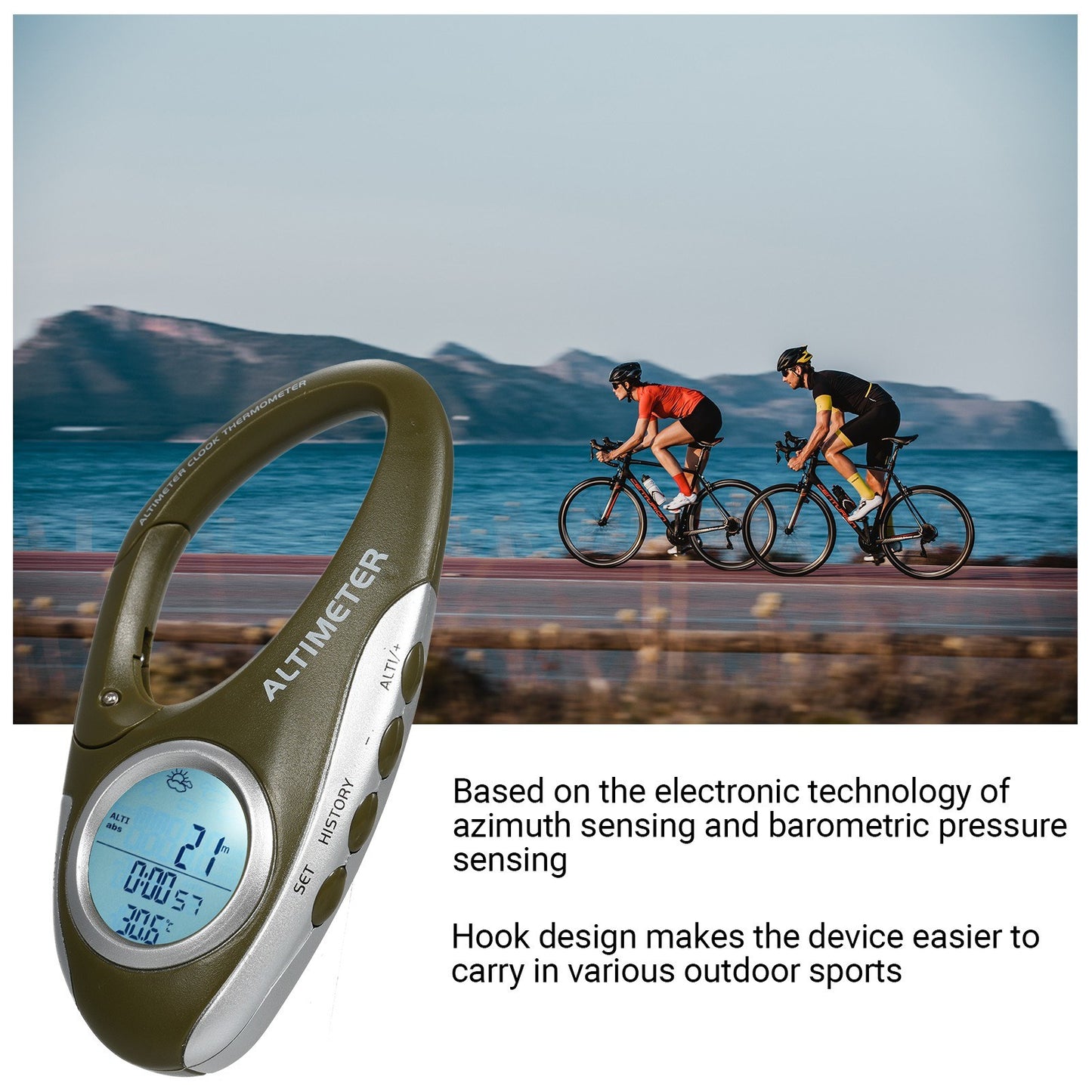 Digital Altitude Monitor: Multifunctional Barometer, Altimeter & Thermometer with Backlight for Climbing, Camping & Sports
