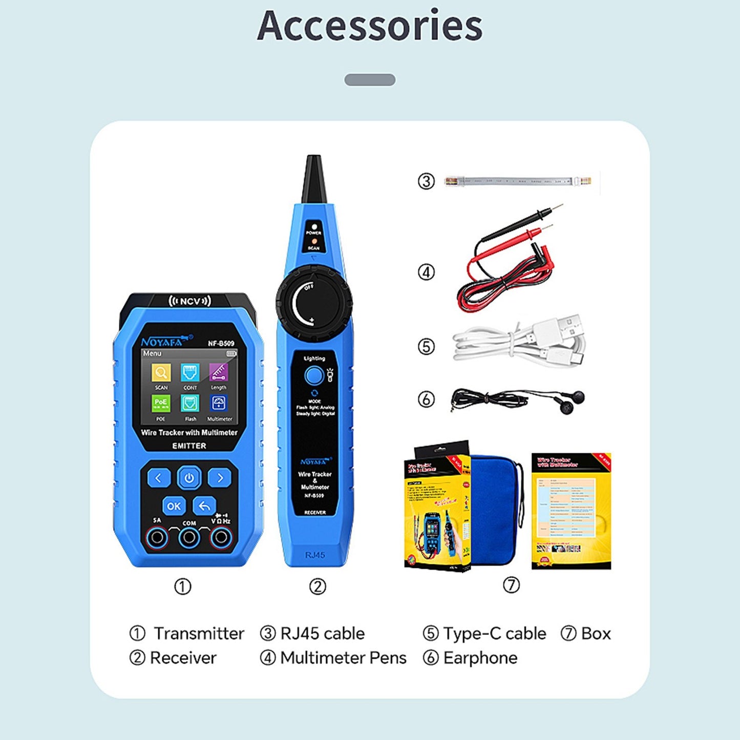 Noyafa Multifunctional Network Cable Tester & Tracker with Multimeter, Port Flashing, NCV, POE, AC/DC Voltmeter, Anti-Jamming Probe