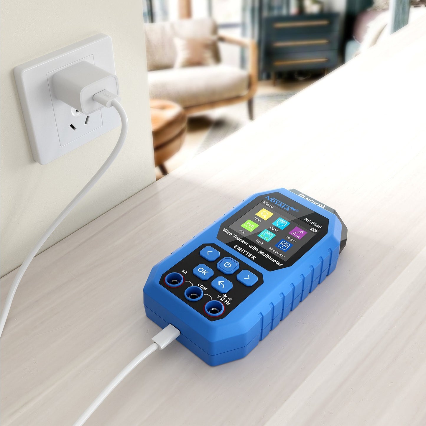 Noyafa Multifunctional Network Cable Tester & Tracker with Multimeter, Port Flashing, NCV, POE, AC/DC Voltmeter, Anti-Jamming Probe