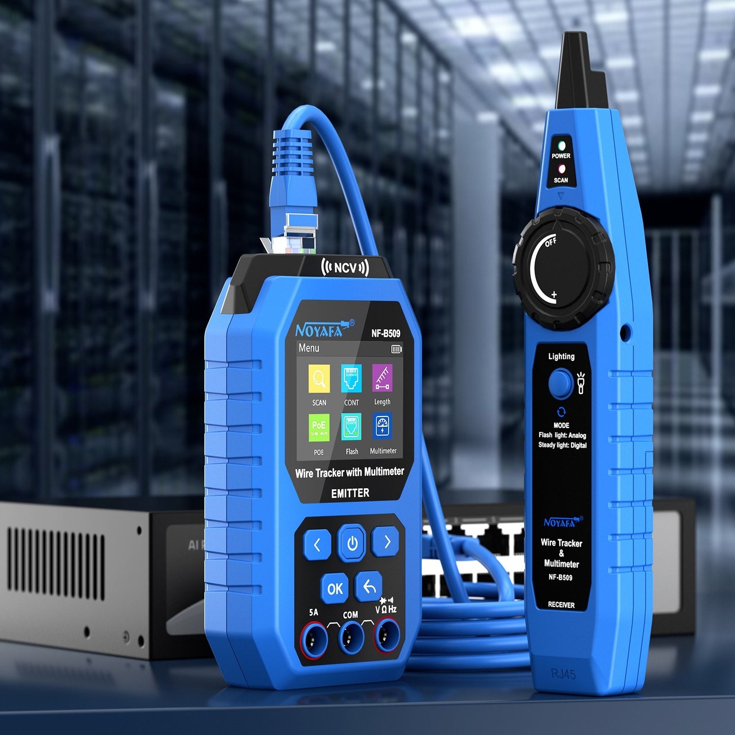 Noyafa Multifunctional Network Cable Tester & Tracker with Multimeter, Port Flashing, NCV, POE, AC/DC Voltmeter, Anti-Jamming Probe
