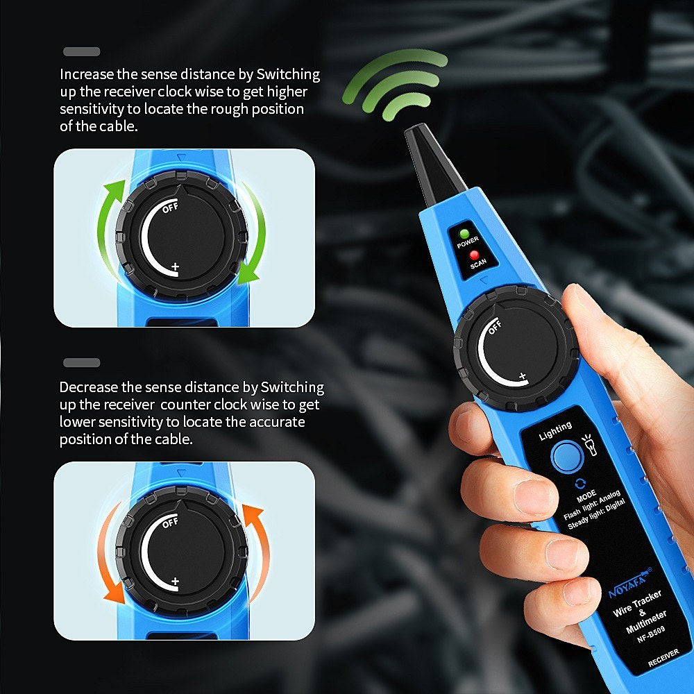 Noyafa Multifunctional Network Cable Tester & Tracker with Multimeter, Port Flashing, NCV, POE, AC/DC Voltmeter, Anti-Jamming Probe