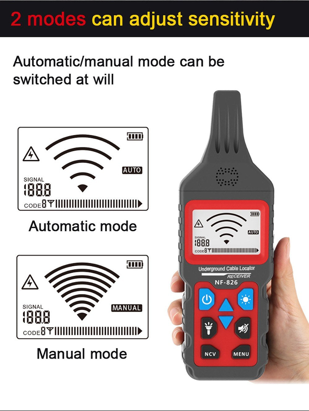 NOYAFA NF-826 Rechargeable Underground Cable & Wire Locator with Fault Finder