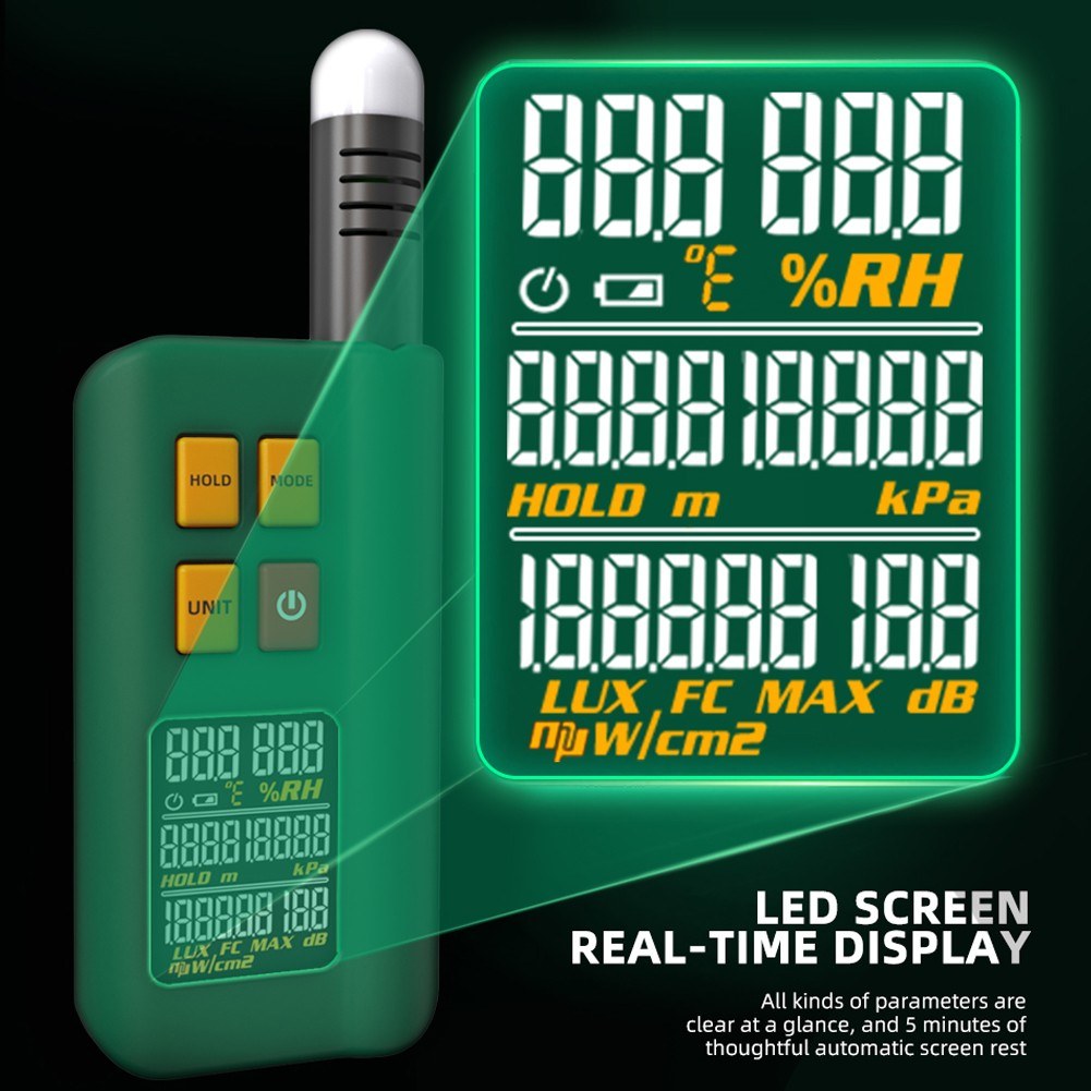 BSIDE GX1 Multifunction Tester: 4-in-1 Temperature, Humidity, Light, Noise & Altitude with Decibel A&C Weighted Functions