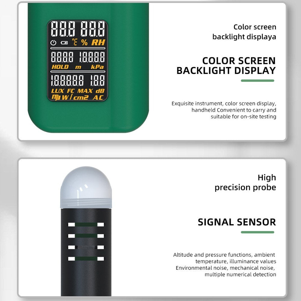 BSIDE GX1 Multifunction Tester: 4-in-1 Temperature, Humidity, Light, Noise & Altitude with Decibel A&C Weighted Functions