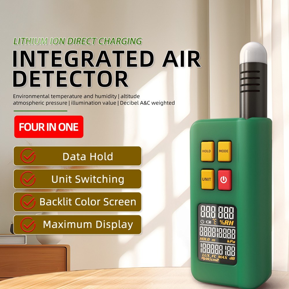 BSIDE GX1 Multifunction Tester: 4-in-1 Temperature, Humidity, Light, Noise & Altitude with Decibel A&C Weighted Functions