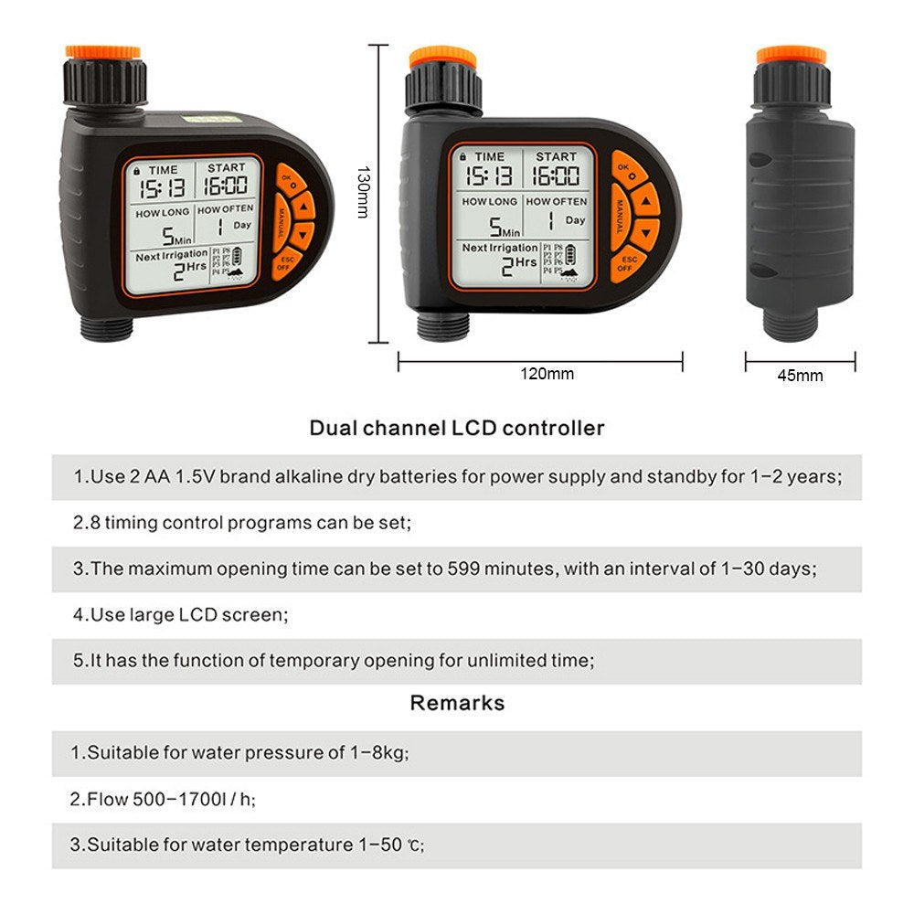 Smart Outdoor Digital Plant Watering Timer with LCD Display & Auto Water-Saving Irrigation Controller