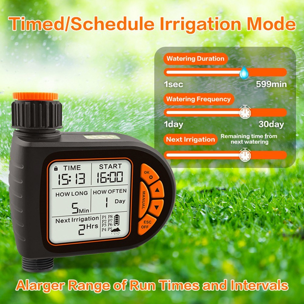 Smart Outdoor Digital Plant Watering Timer with LCD Display & Auto Water-Saving Irrigation Controller