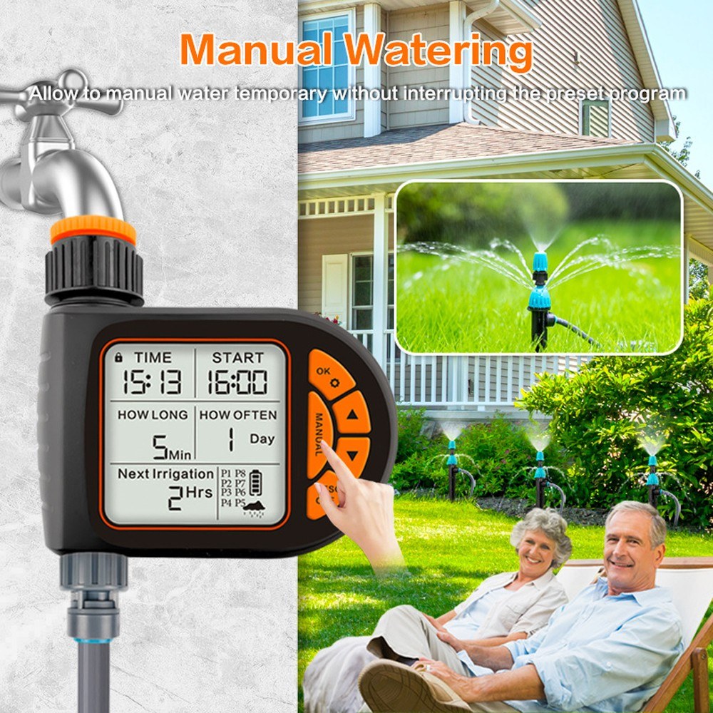 Smart Outdoor Digital Plant Watering Timer with LCD Display & Auto Water-Saving Irrigation Controller