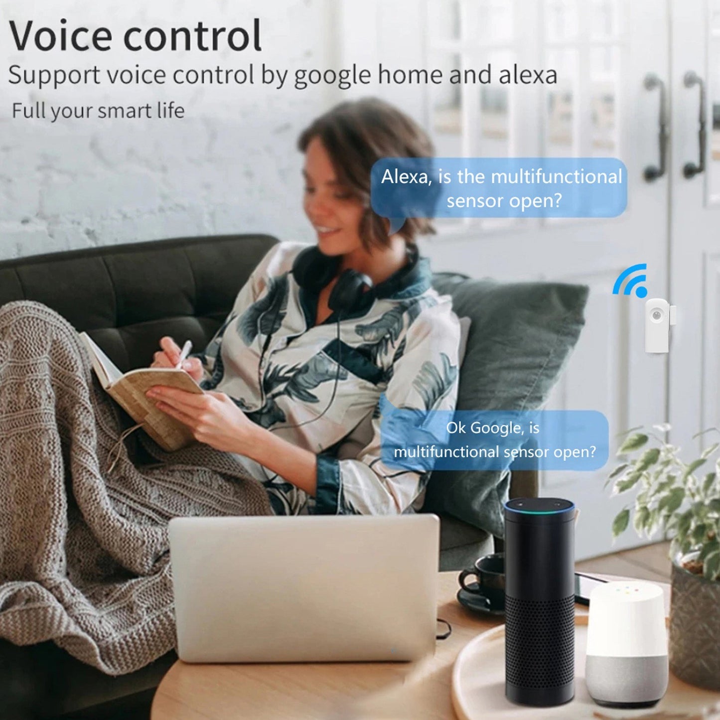 Smart Home Security Sensor: Tuya WiFi Door/Window with PIR Motion, App Alerts & Intelligent Linkage