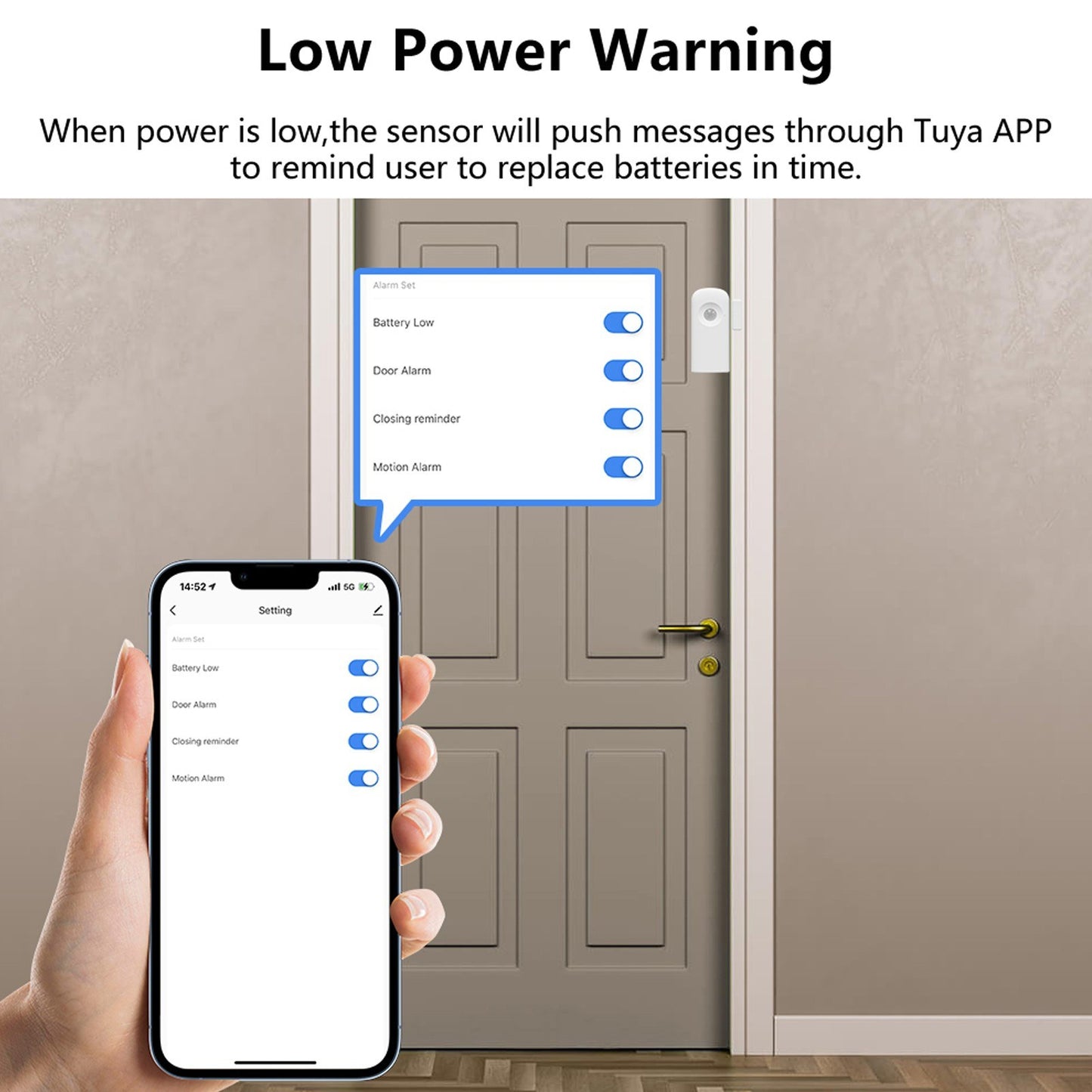 Smart Home Security Sensor: Tuya WiFi Door/Window with PIR Motion, App Alerts & Intelligent Linkage