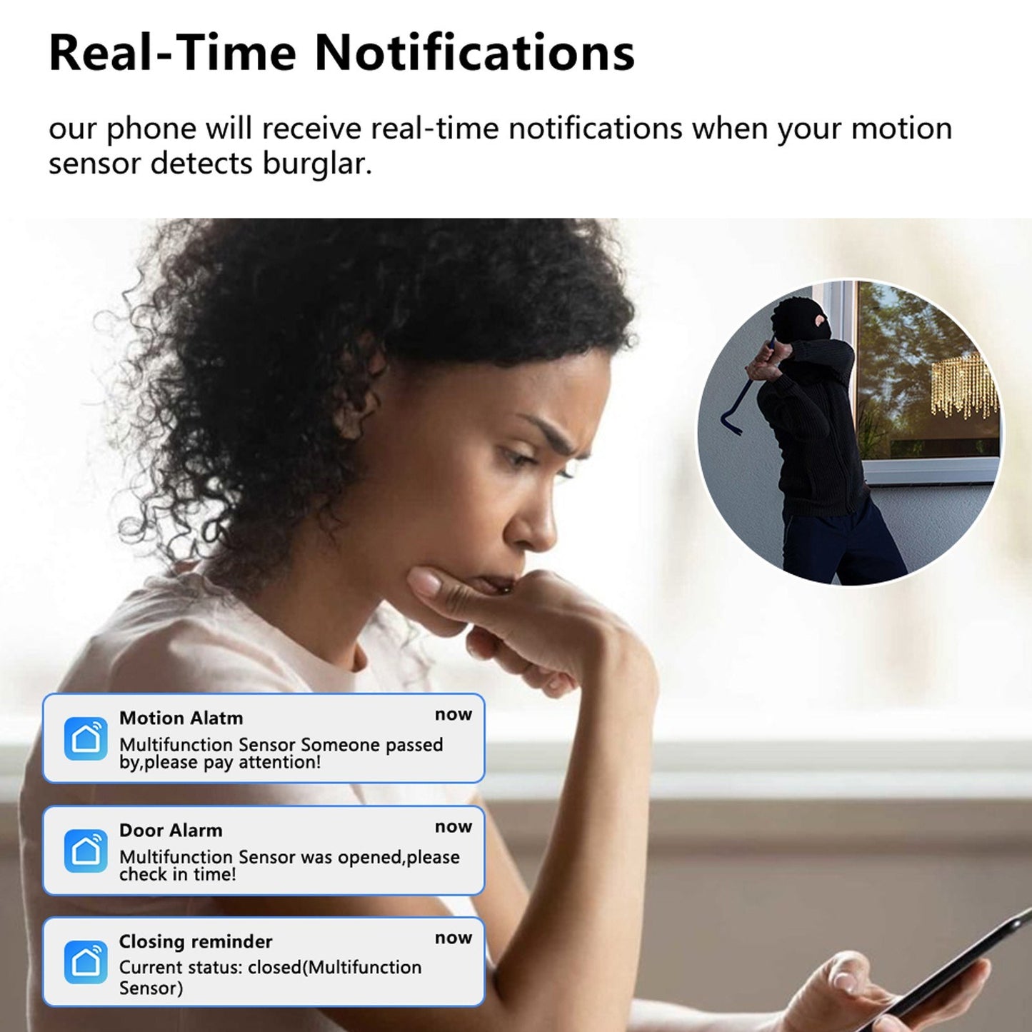 Smart Home Security Sensor: Tuya WiFi Door/Window with PIR Motion, App Alerts & Intelligent Linkage