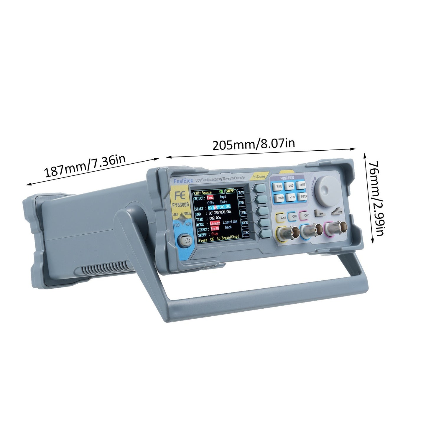 FeelElec FY8300S-60M 60MHz 3-Channel Signal Generator with 4 TTL Outputs and DC Bias Function