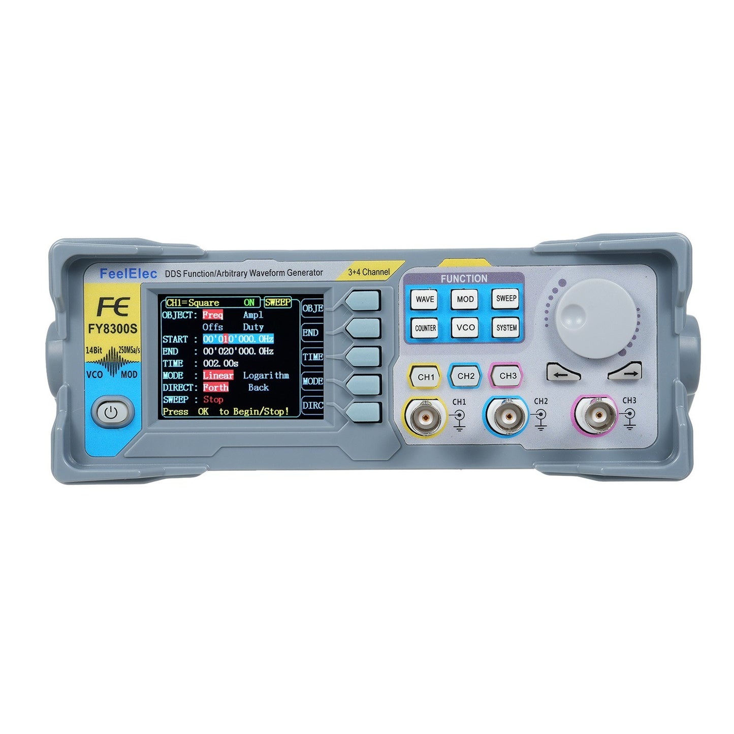 FeelElec FY8300S-60M 60MHz 3-Channel Signal Generator with 4 TTL Outputs and DC Bias Function