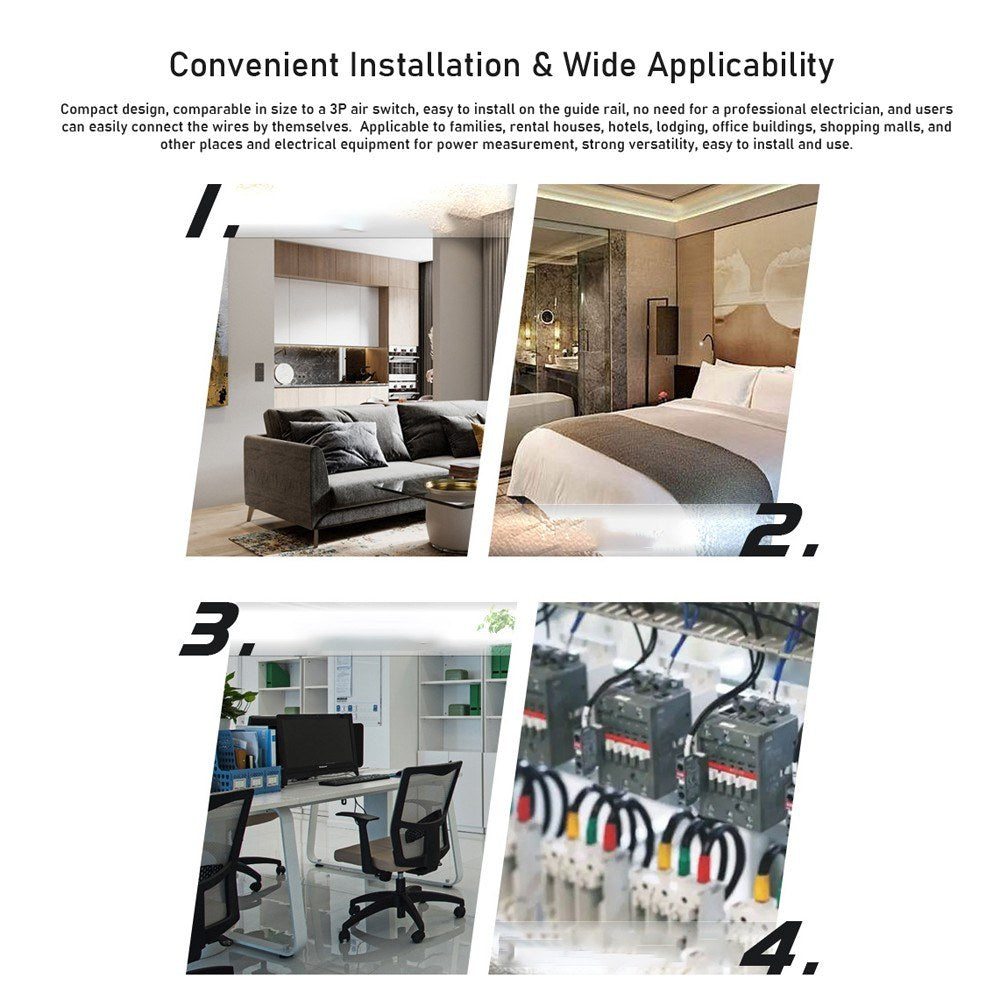 Smart WiFi Digital Electricity Meter with Power Failure Memory, DIN-Rail Mount