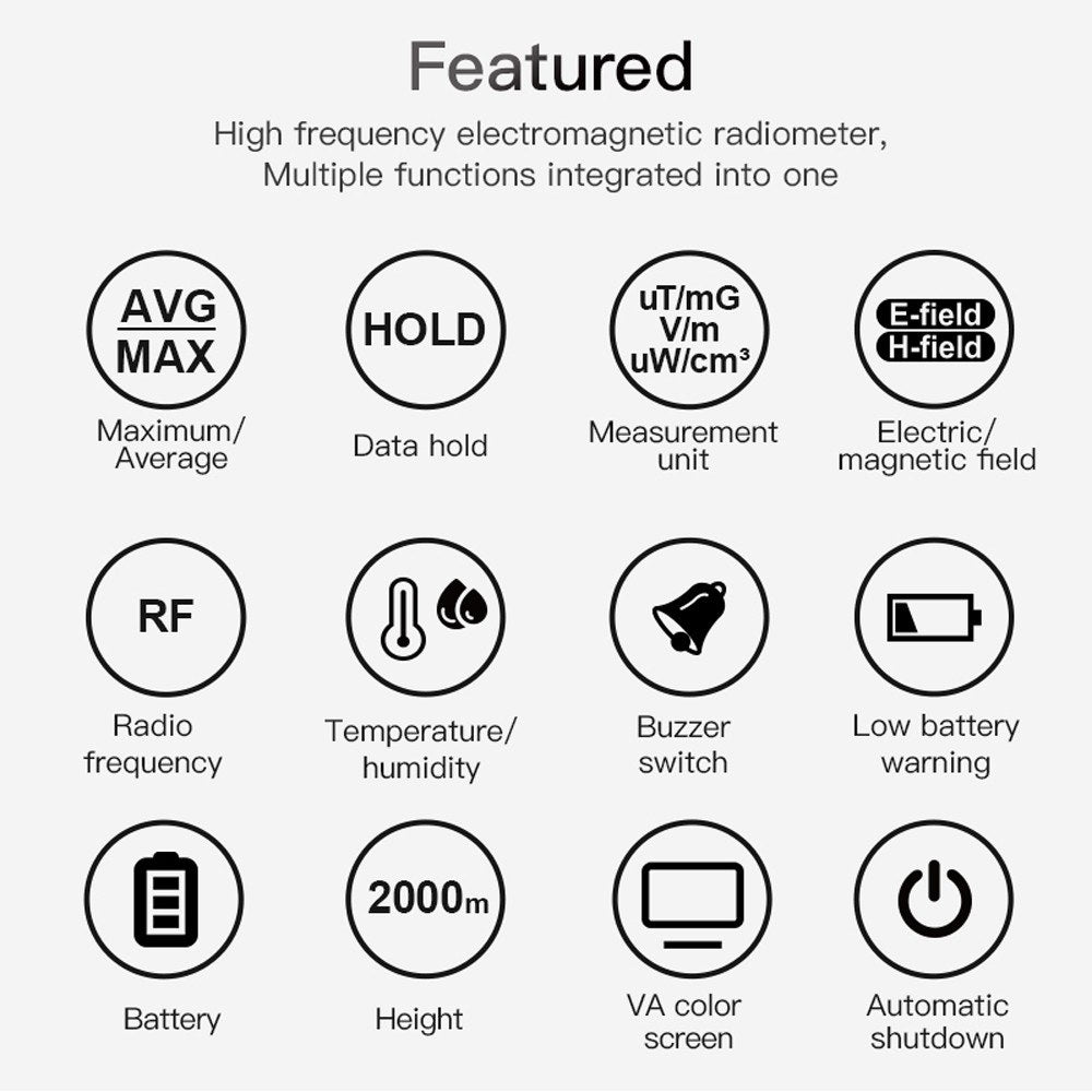 VA Color Screen EMF Meter: Detects Magnetic Fields, Radio Frequencies, Electric Fields