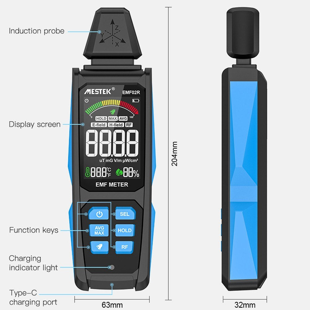 VA Color Screen EMF Meter: Detects Magnetic Fields, Radio Frequencies, Electric Fields