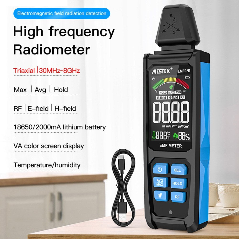 VA Color Screen EMF Meter: Detects Magnetic Fields, Radio Frequencies, Electric Fields