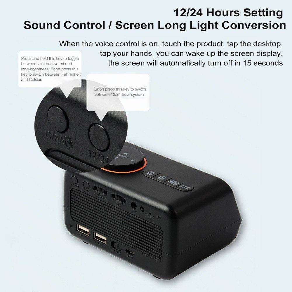 Dual Alarm Digital Clock: LED Display, 0-100% Dimmer, FM Radio, Sleep Timer, Sound Machine, Snooze, Thermometer for All Ages