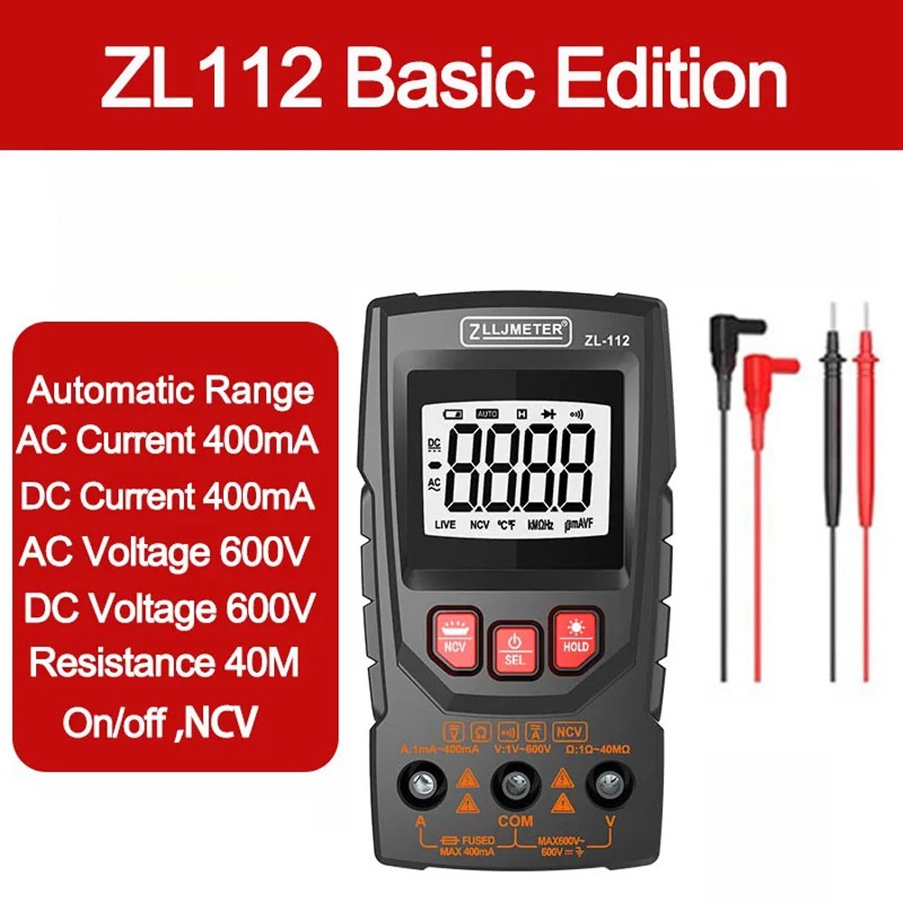 Professional Digital Multimeter with Color Display & NCV Tester – Handheld Voltage, Current, Capacitance, Resistance, Diode Meter with Flashlight & Auto Shutdown