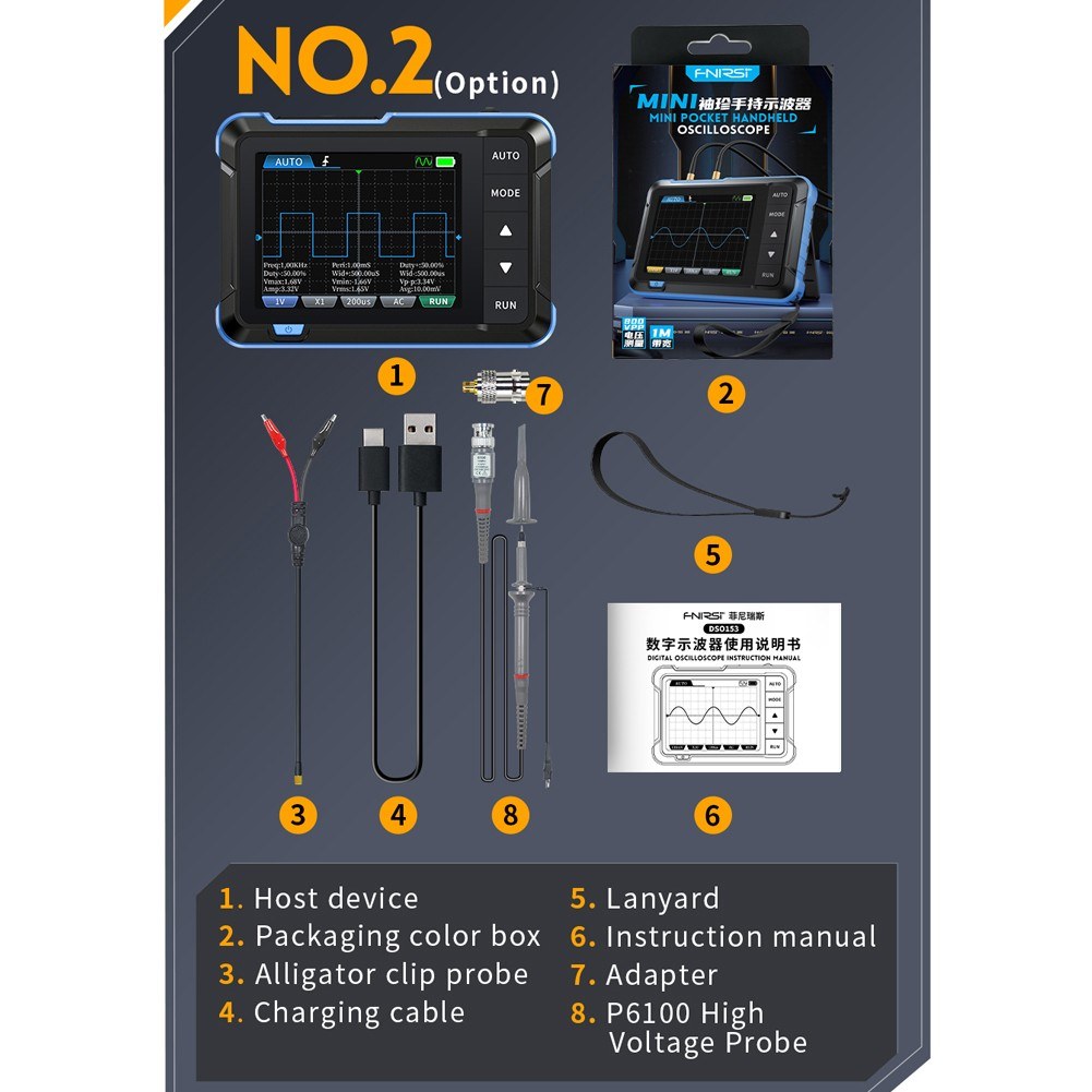 FNIRSI 2.8 Digital Oscilloscope & Signal Generator - 1M Bandwidth, 5MS/s Sampling, Handheld High-Config Oscope Meter