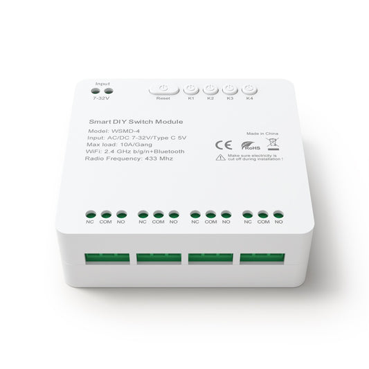 Tuya Smart WiFi 4-Channel Switch Module – Remote, Voice, and App Control, Google Home & Alexa Compatible