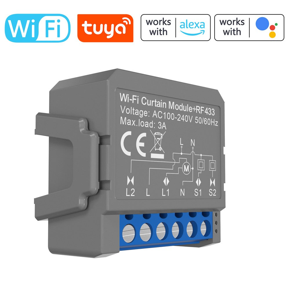 Smart WiFi Curtain Switch Module, App & Voice Control, Compatible with Google Home & Amazon Alexa