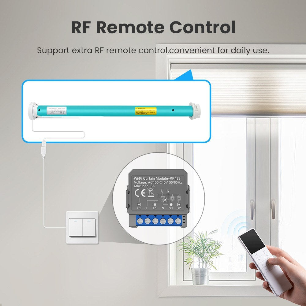 Smart WiFi Curtain Switch Module, App & Voice Control, Compatible with Google Home & Amazon Alexa