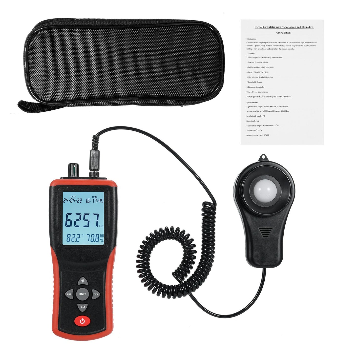Digital Lux Meter TL-603: 400,000 Lux LCD Pocket Light Meter & Photometer