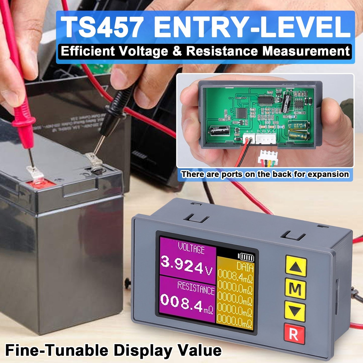TS457 Entry-Level AC 4-Wire Kelvin Voltage & Internal Resistance Tester