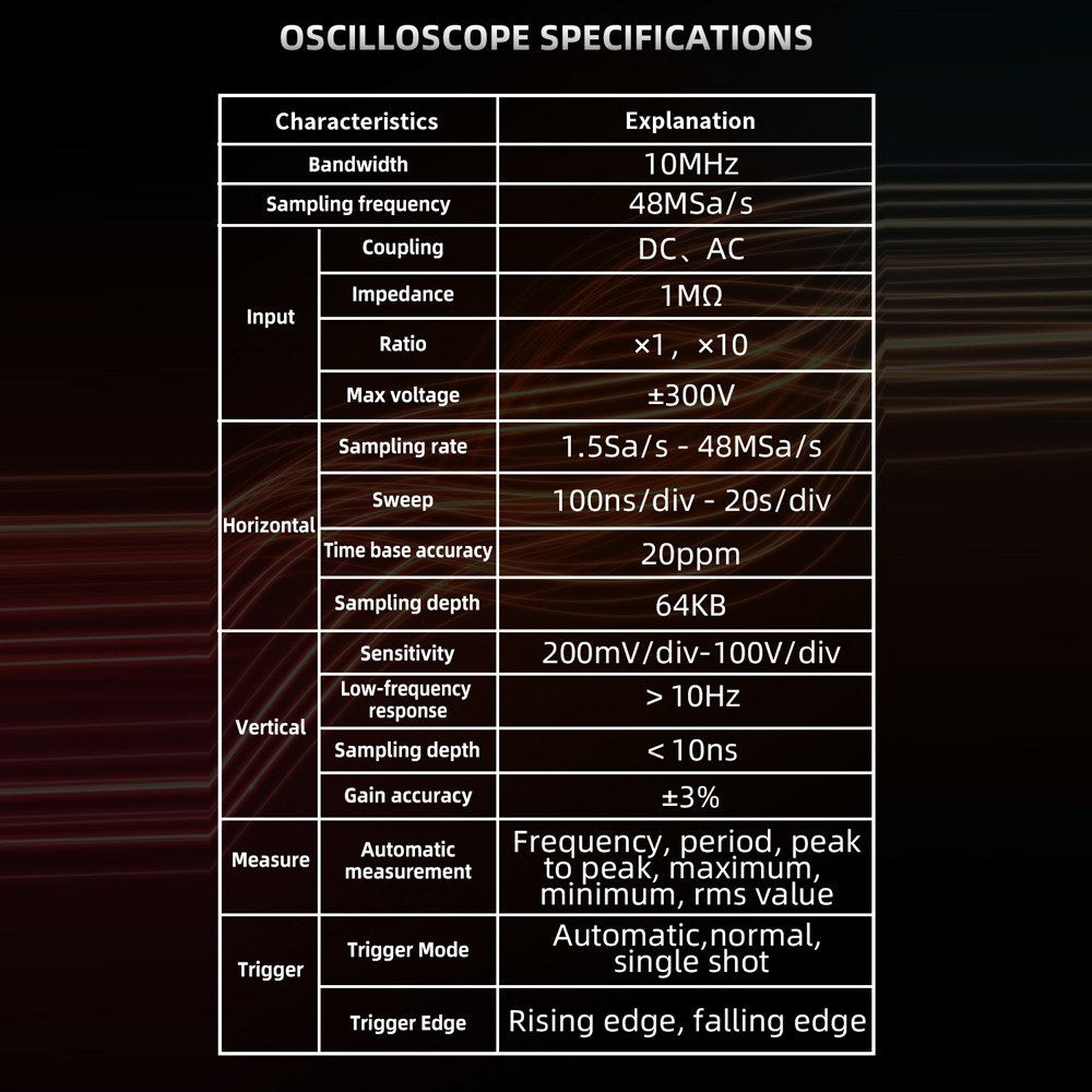 Handheld 3-in-1 Oscilloscope Multimeter Test Pen, 2.8 TFT Display, 10MHz Bandwidth, Data Storage - Ideal for DIY and Electronics Testing