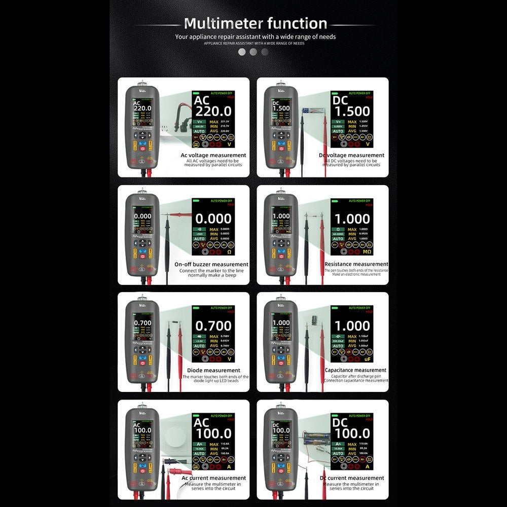 Handheld 3-in-1 Oscilloscope Multimeter Test Pen, 2.8 TFT Display, 10MHz Bandwidth, Data Storage - Ideal for DIY and Electronics Testing