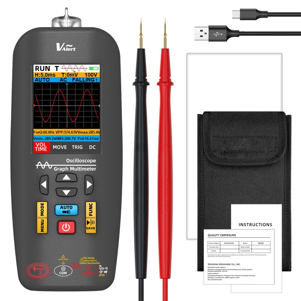 Handheld 3-in-1 Oscilloscope Multimeter Test Pen, 2.8 TFT Display, 10MHz Bandwidth, Data Storage - Ideal for DIY and Electronics Testing