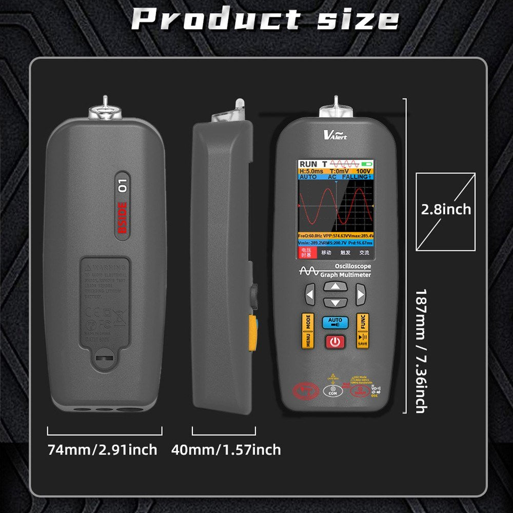 Handheld 3-in-1 Oscilloscope Multimeter Test Pen, 2.8 TFT Display, 10MHz Bandwidth, Data Storage - Ideal for DIY and Electronics Testing