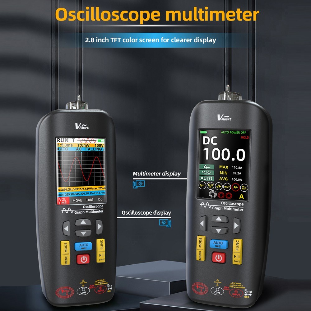 Handheld 3-in-1 Oscilloscope Multimeter Test Pen, 2.8 TFT Display, 10MHz Bandwidth, Data Storage - Ideal for DIY and Electronics Testing