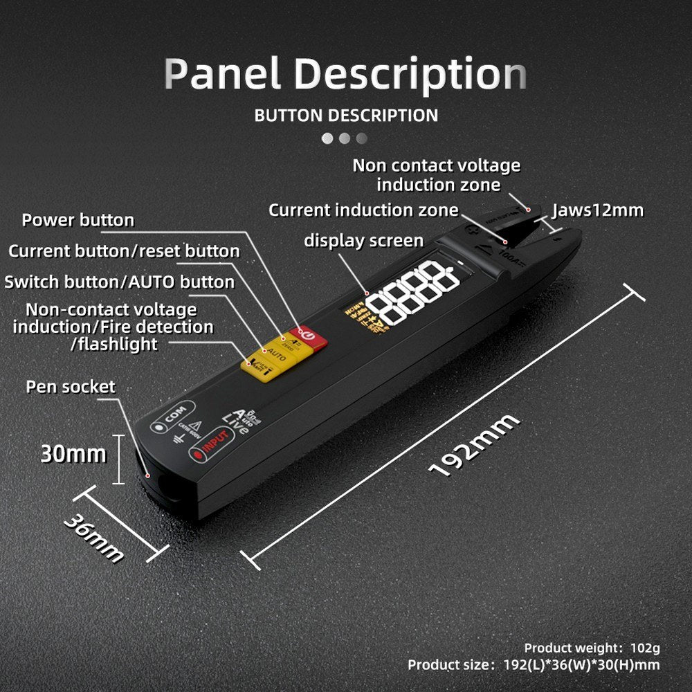 4000 Count Digital Clamp Multimeter AC/DC Voltmeter Ammeter, NCV Tester with V-alert, Sensitivity Adjustment, Flashlight
