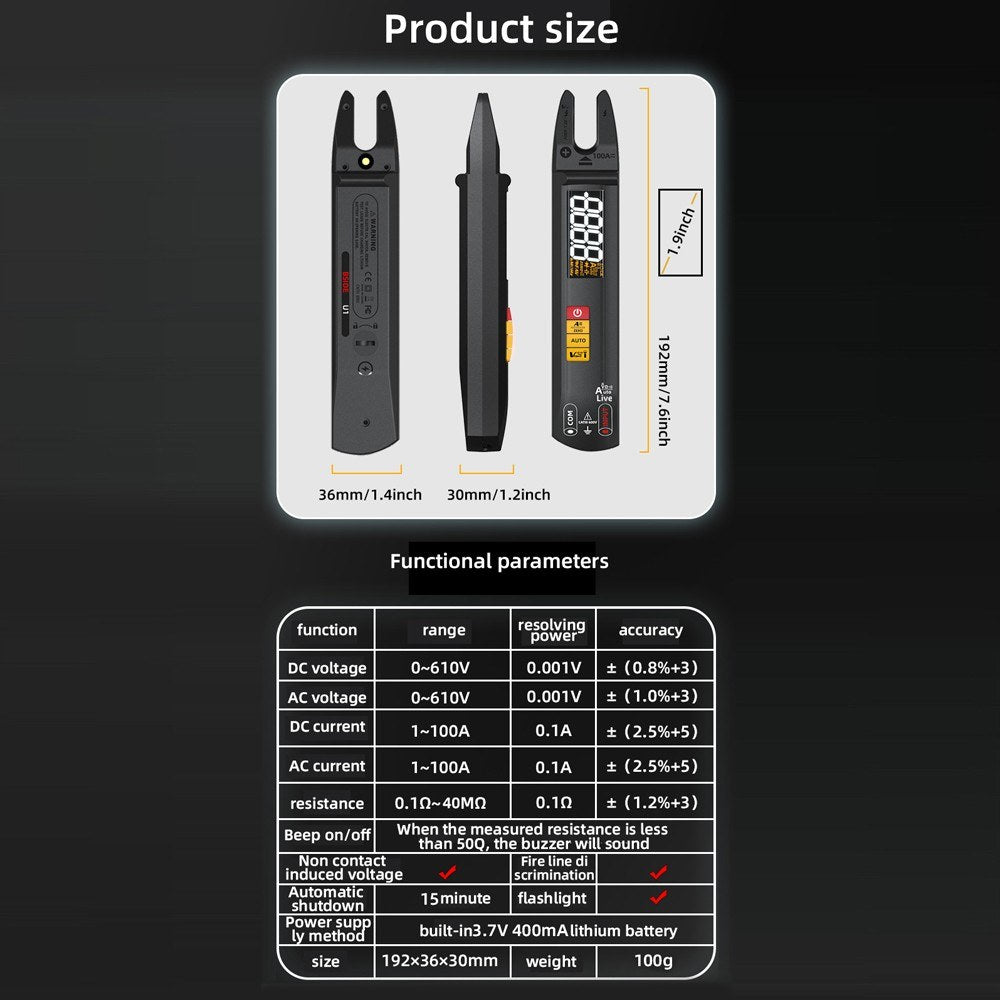 4000 Count Digital Clamp Multimeter AC/DC Voltmeter Ammeter, NCV Tester with V-alert, Sensitivity Adjustment, Flashlight