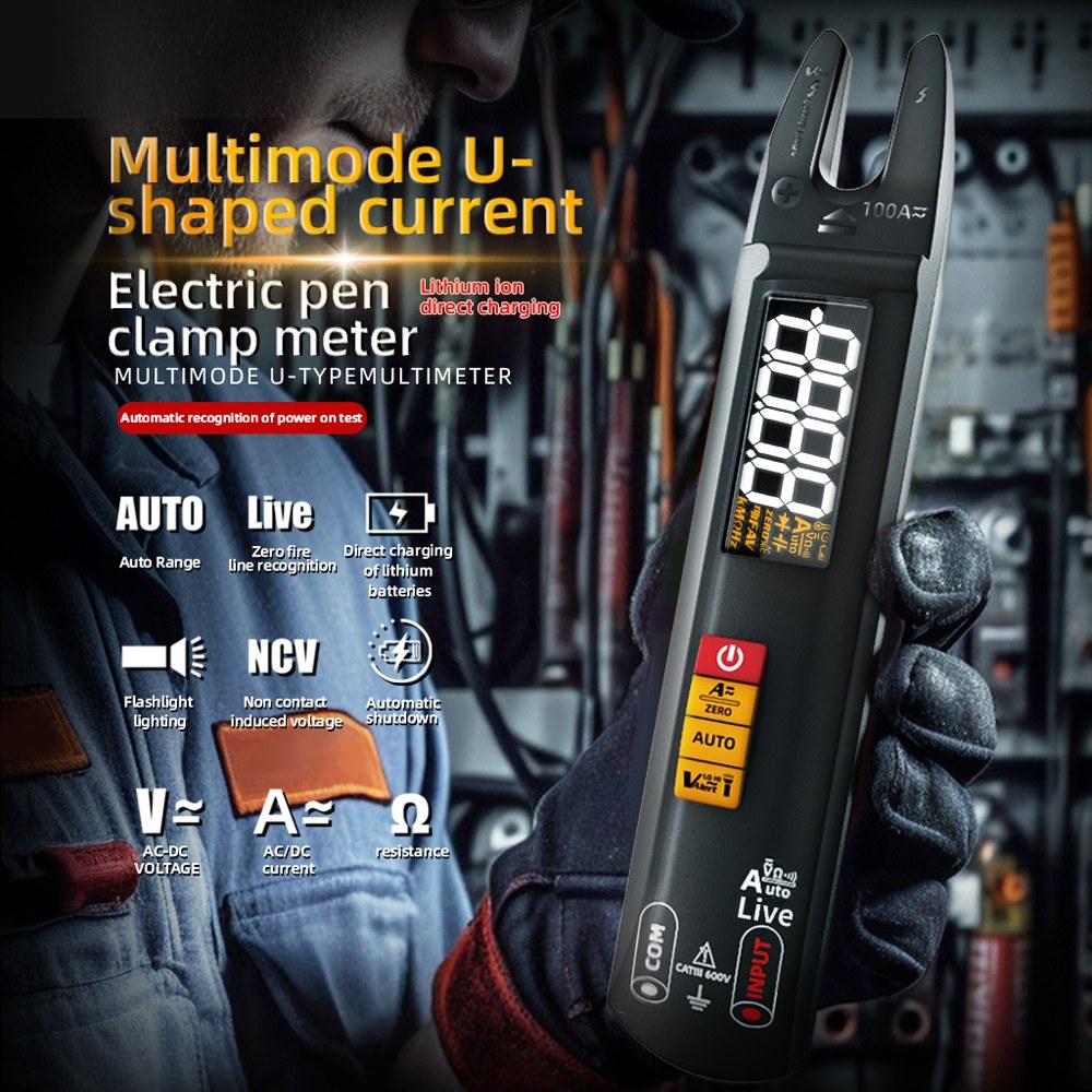 4000 Count Digital Clamp Multimeter AC/DC Voltmeter Ammeter, NCV Tester with V-alert, Sensitivity Adjustment, Flashlight