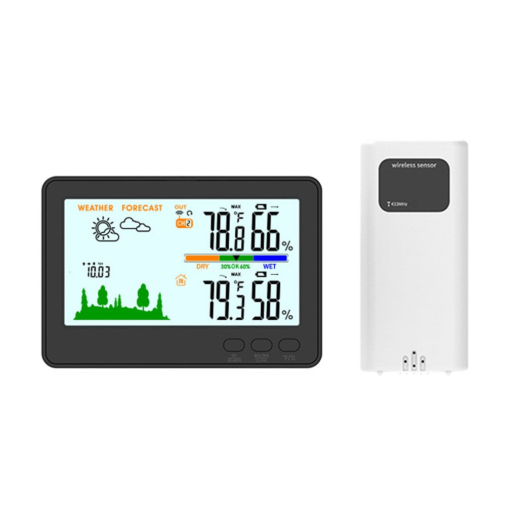 433MHz Wireless Indoor Outdoor Weather Station with LCD Backlit Thermometer Hygrometer, 328ft/100m Range, Barometric Pressure Display & Low Battery Alert