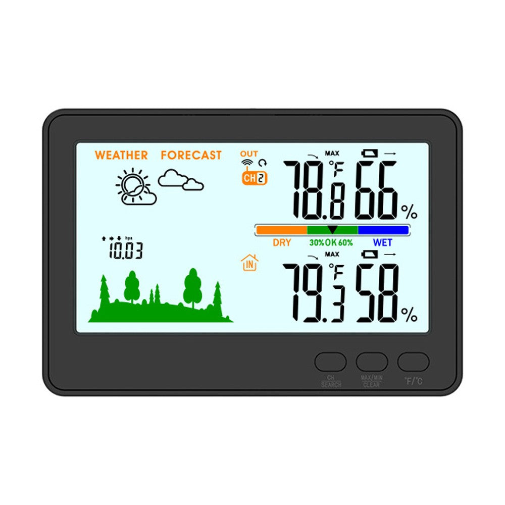 433MHz Wireless Indoor Outdoor Weather Station with LCD Backlit Thermometer Hygrometer, 328ft/100m Range, Barometric Pressure Display & Low Battery Alert