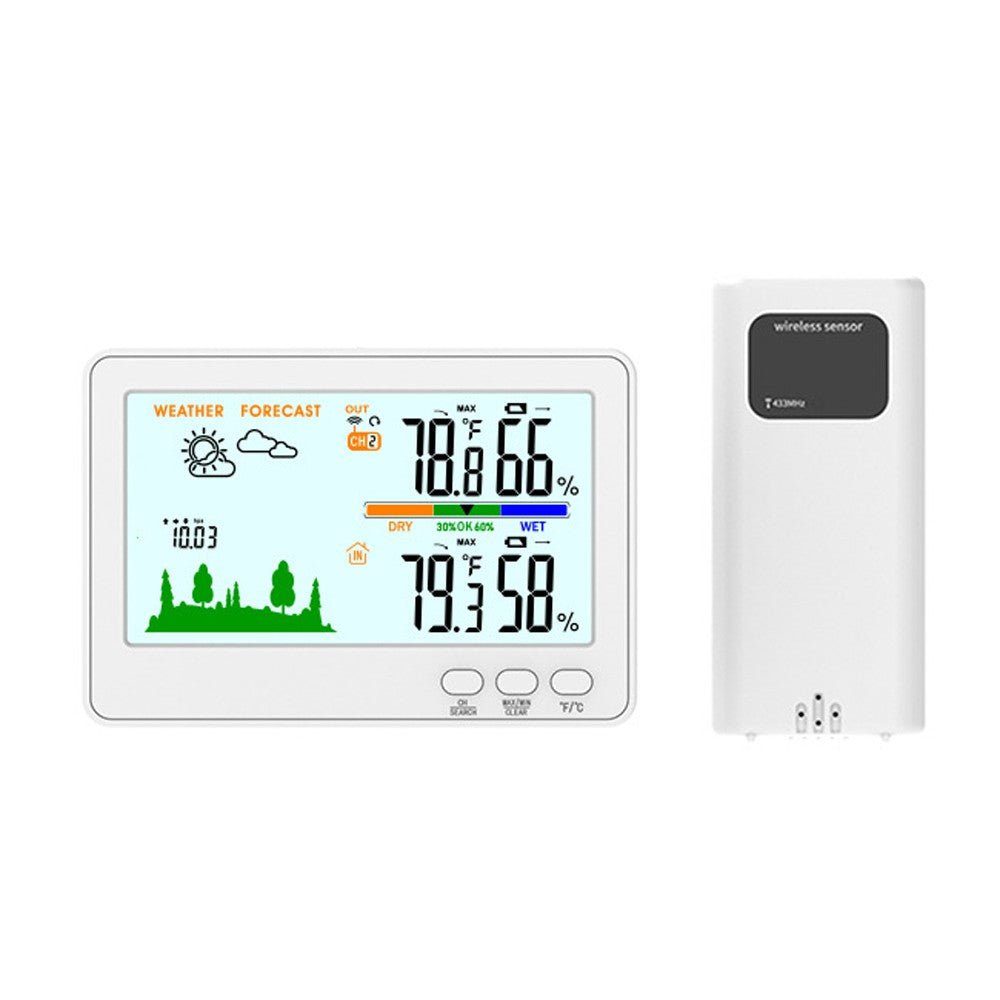 433MHz Wireless Indoor Outdoor Weather Station with LCD Backlit Thermometer Hygrometer, 328ft/100m Range, Barometric Pressure Display & Low Battery Alert