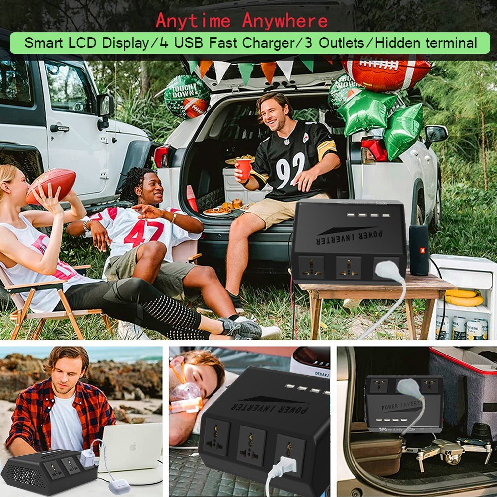 1000W Pure Sine Wave Portable Car Power Inverter with USB & LCD Display