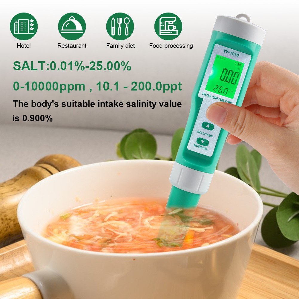 10-in-1 Digital Water Quality Tester: PH, EC, TDS, ORP, H2, Fertility, Salinity, S.G, MΩ, Temperature for Aquariums