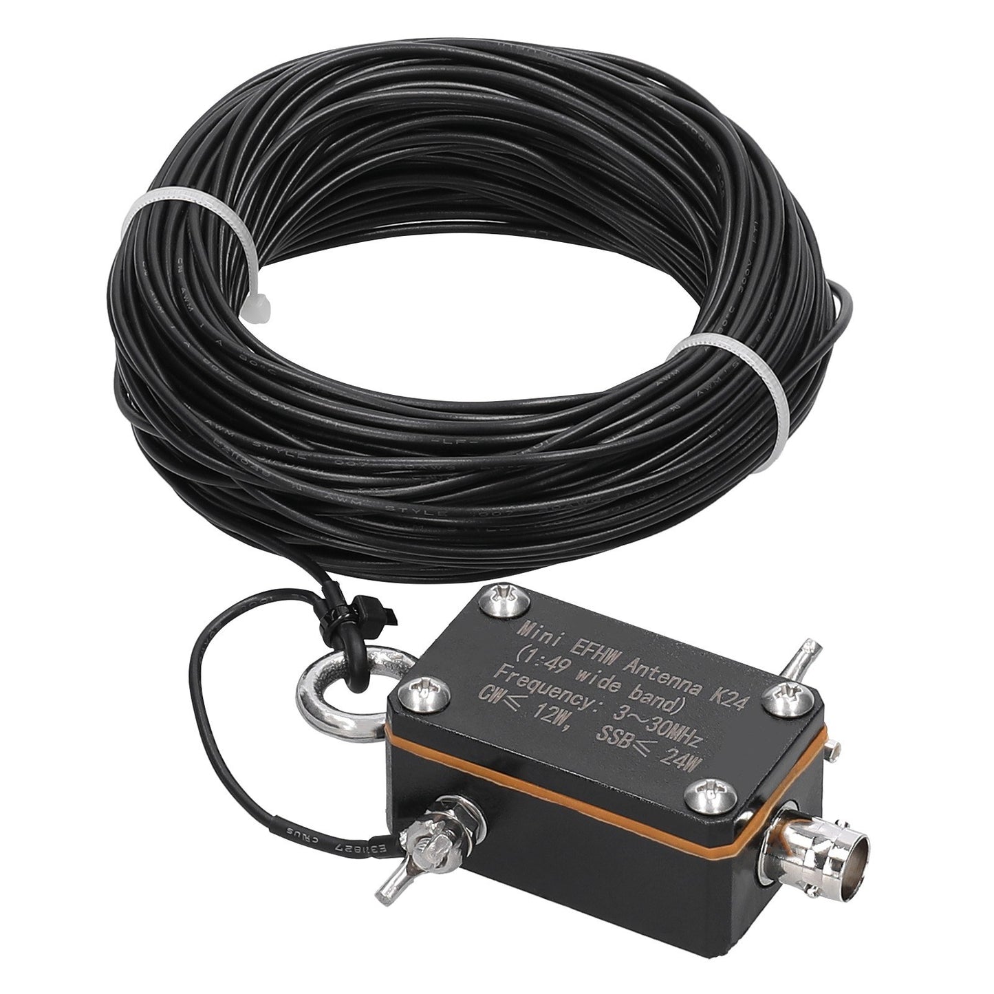 Compact Wideband EFHW Shortwave Antenna K24 (3-30MHz) with Storage Bag