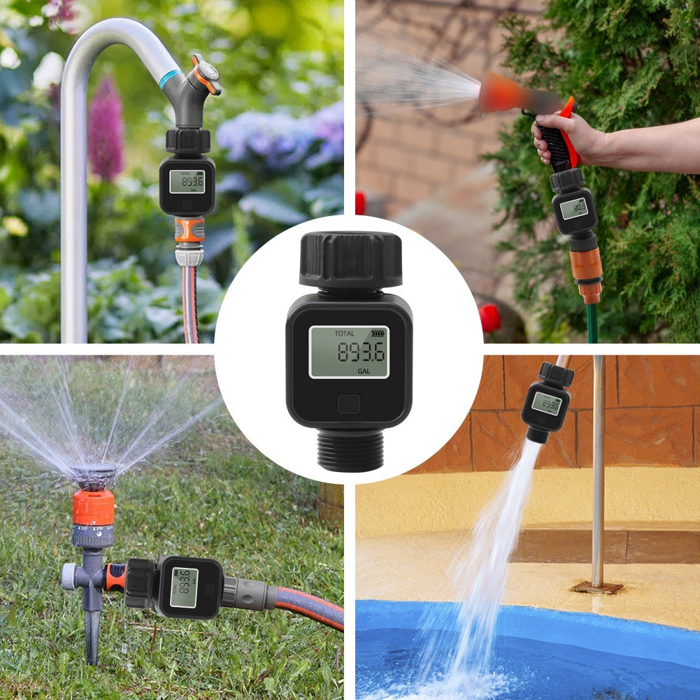 Digital Garden Water Flow Meter Display - Water Consumption Tester & Flow Velocity Detector for Plant Watering