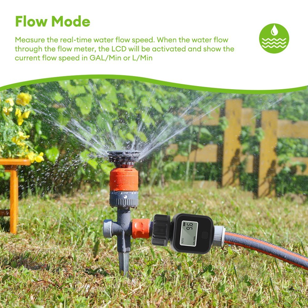 Digital Garden Water Flow Meter Display - Water Consumption Tester & Flow Velocity Detector for Plant Watering