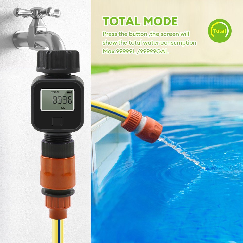 Digital Garden Water Flow Meter Display - Water Consumption Tester & Flow Velocity Detector for Plant Watering